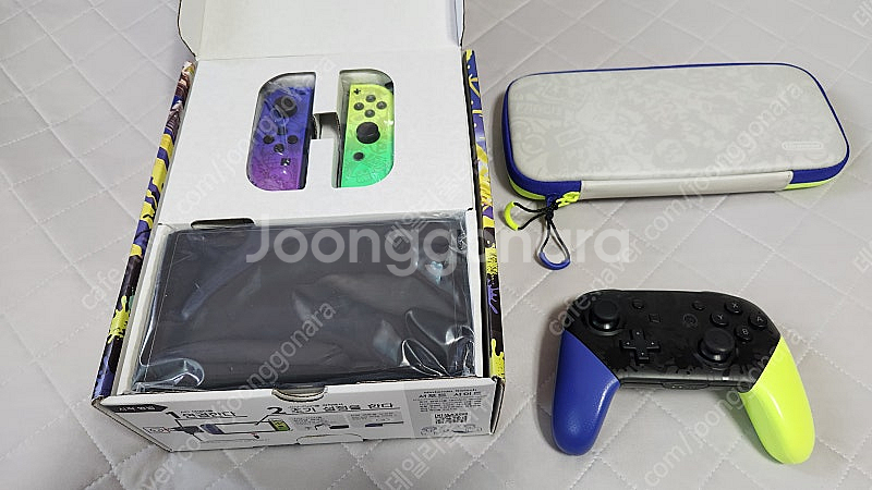 스위치 OLED 스플래툰 3 에디션+프로콘+파우치 중고...--1