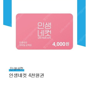 인생네컷 모바일금액권(~6.13)× 2장
