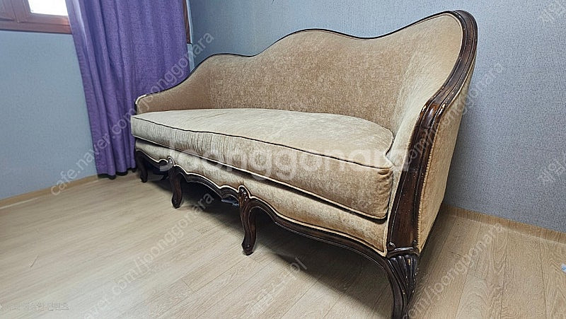 수입 원단 페브릭 3인용 엔틱 프렌치 소파--0