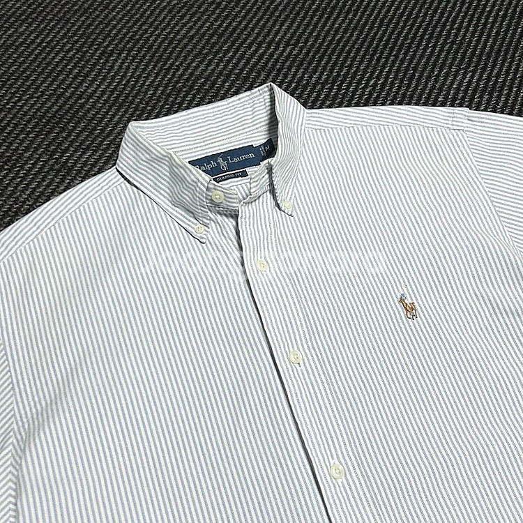 Polo 폴로 랄프로렌 스트라이프 옥스퍼드 반팔 셔츠 ...--2