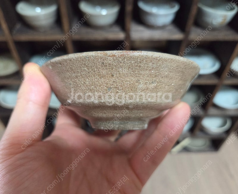 골동품 조선시대 초기 산화소성 조선백자 찻잔--1