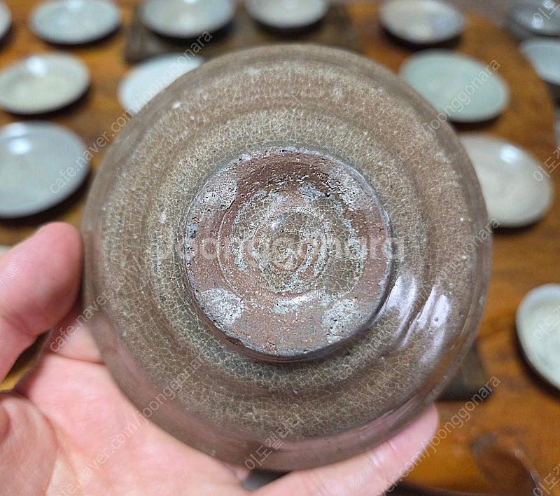골동품 조선시대 초기 산화소성 조선백자 찻잔--6