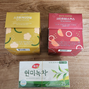 이디야 블렌딩 티 2종, 동서현미녹차, 티백차, 샤인히비스커스, 스프링캐모마일, 블랜딩 차 (일괄 택포)
