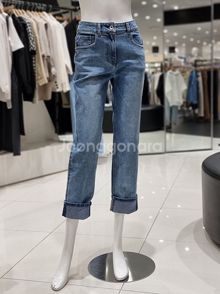 보브 중청 벨트 워싱 데님 팬츠 바지 청바지 올드머니룩...--0