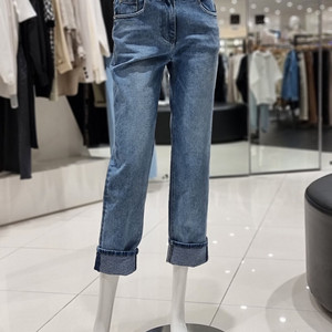 보브 중청 벨트 워싱 데님 팬츠 바지 청바지 올드머니룩 출근룩 VOV 롤업진 79000원 (구매가 239,000원)