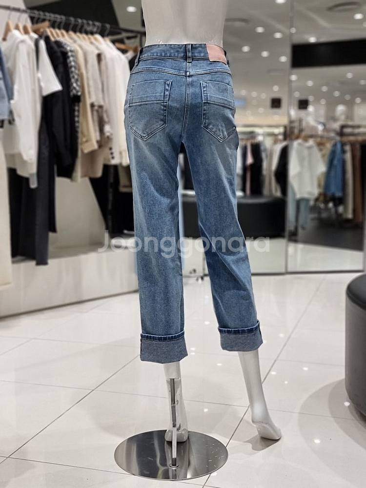 보브 중청 벨트 워싱 데님 팬츠 바지 청바지 올드머니룩...--1