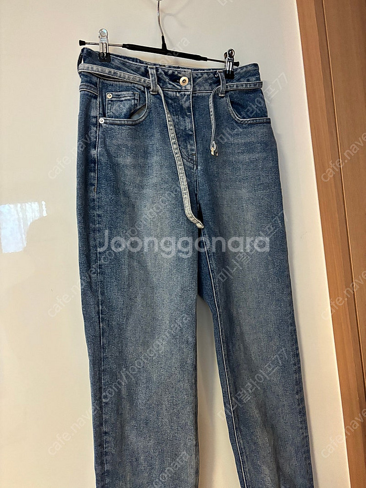 보브 중청 벨트 워싱 데님 팬츠 바지 청바지 올드머니룩...--3