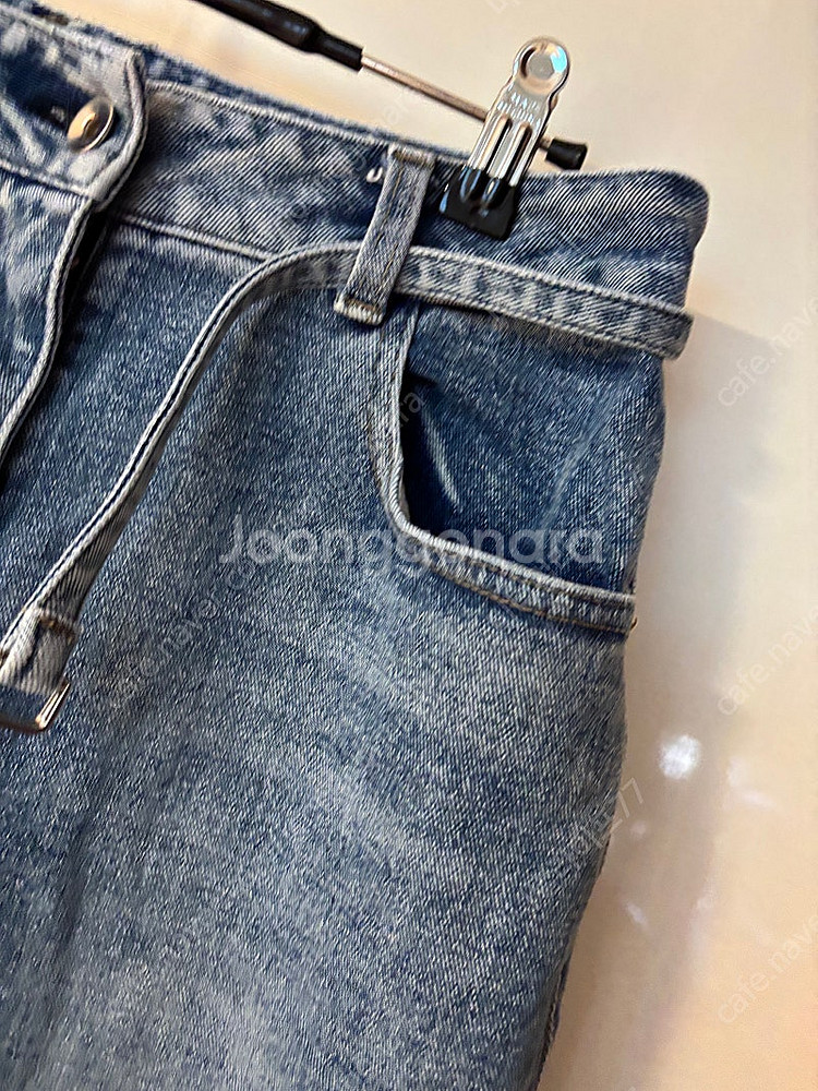 보브 중청 벨트 워싱 데님 팬츠 바지 청바지 올드머니룩...--4