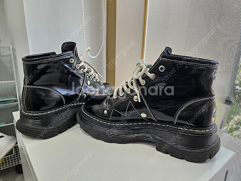 알렉산더 맥퀸 블랙 레더 부츠 37--3