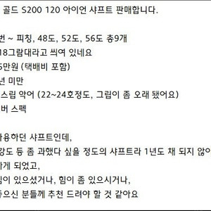 다이나믹 골드 S200 120 아이언 샤프트 판매합니다