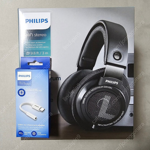 필립스 헤드폰 SHP9500 미개봉 정품 & 필립스 USB-C to 3.5 젠더 미개봉