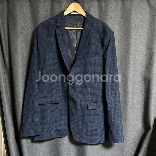 [XXL] ZARA 자라 블레이저,네이비 체크,테일러드...--0