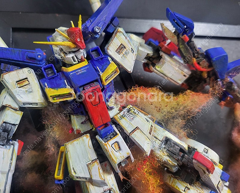 MG 더블제트 ZZ 건담 도색 및 조명용 액자디오라마(...--1