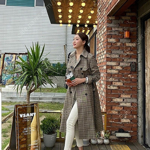 마리마켓 체크트렌치코트 요정기장