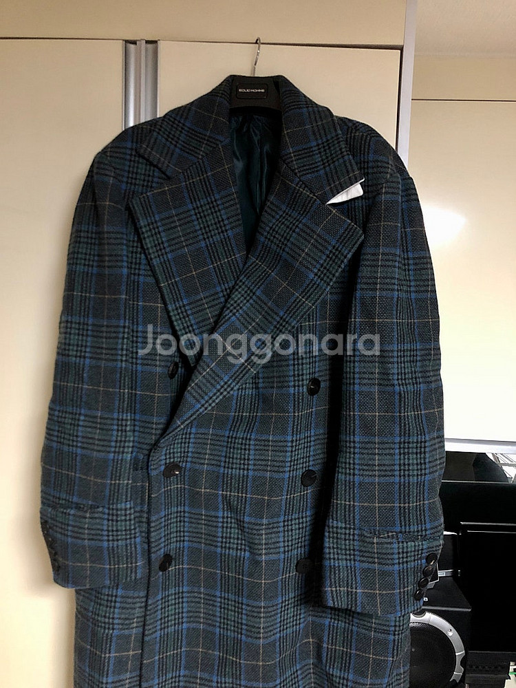 우영미 19FW 남자 블루블랙 더블코트--0