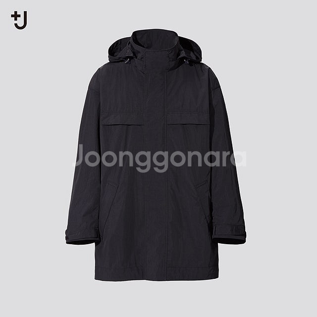 [S] 유니클로 질샌더 +J오버사이즈 후디드 하프코트--0