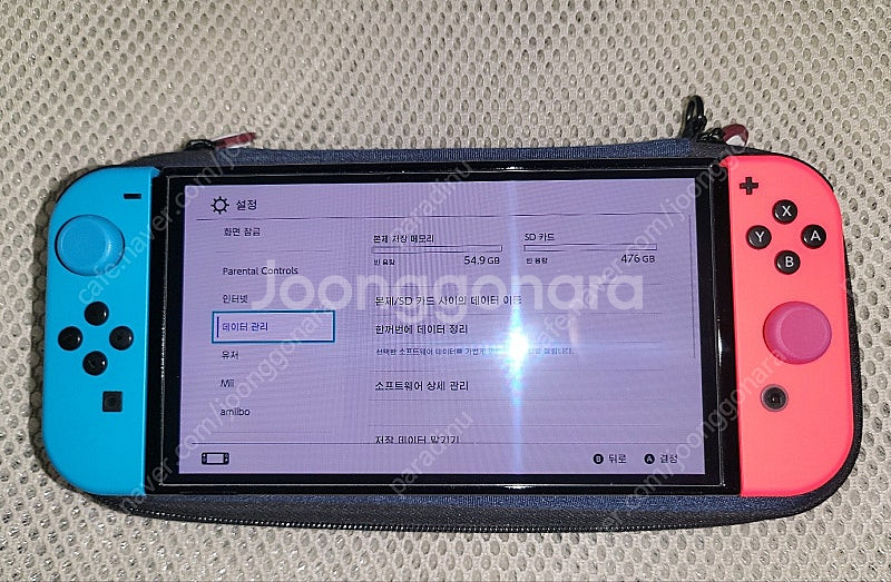 닌텐도 스위치 OLED 네온블루 팝니다.--0