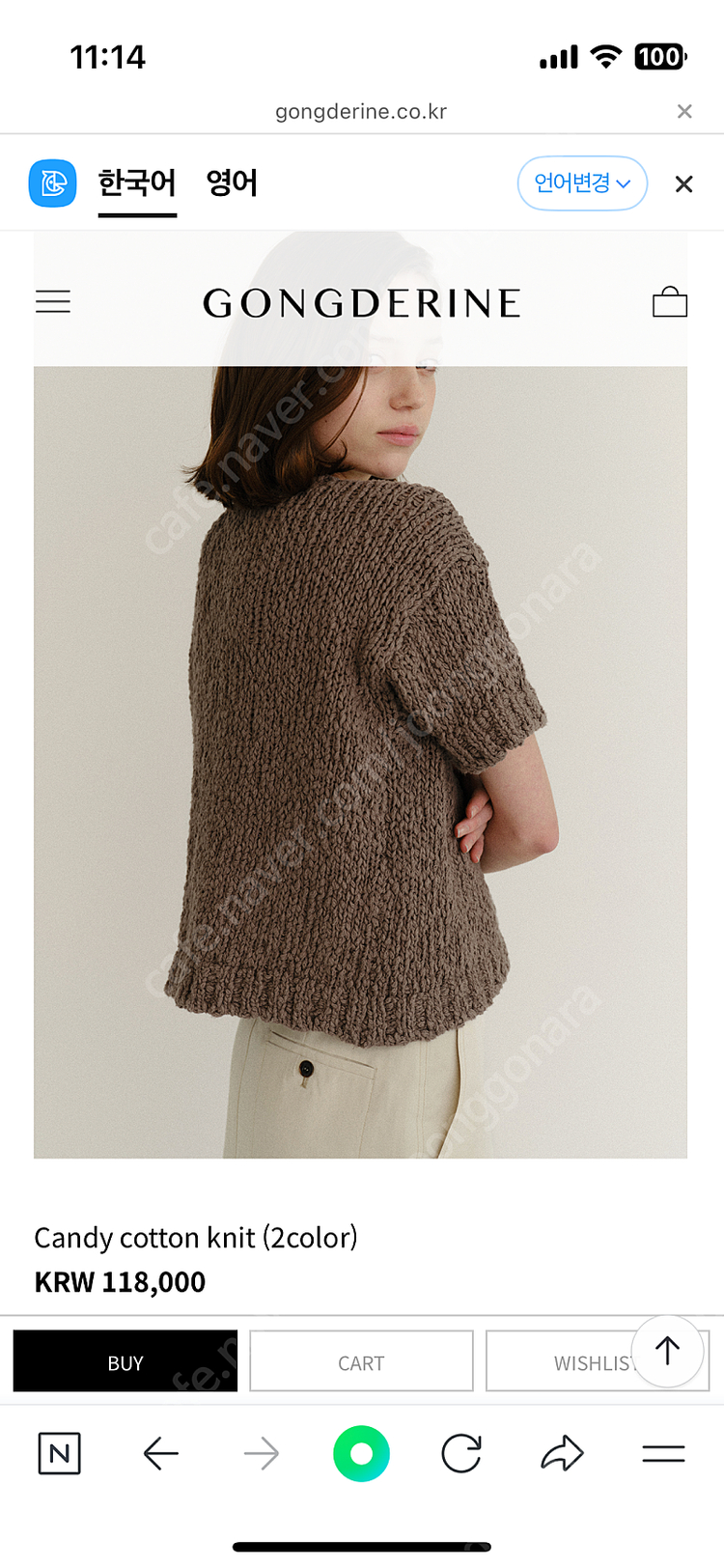 공드린 캔디 코튼 니트 크림색상 이미지