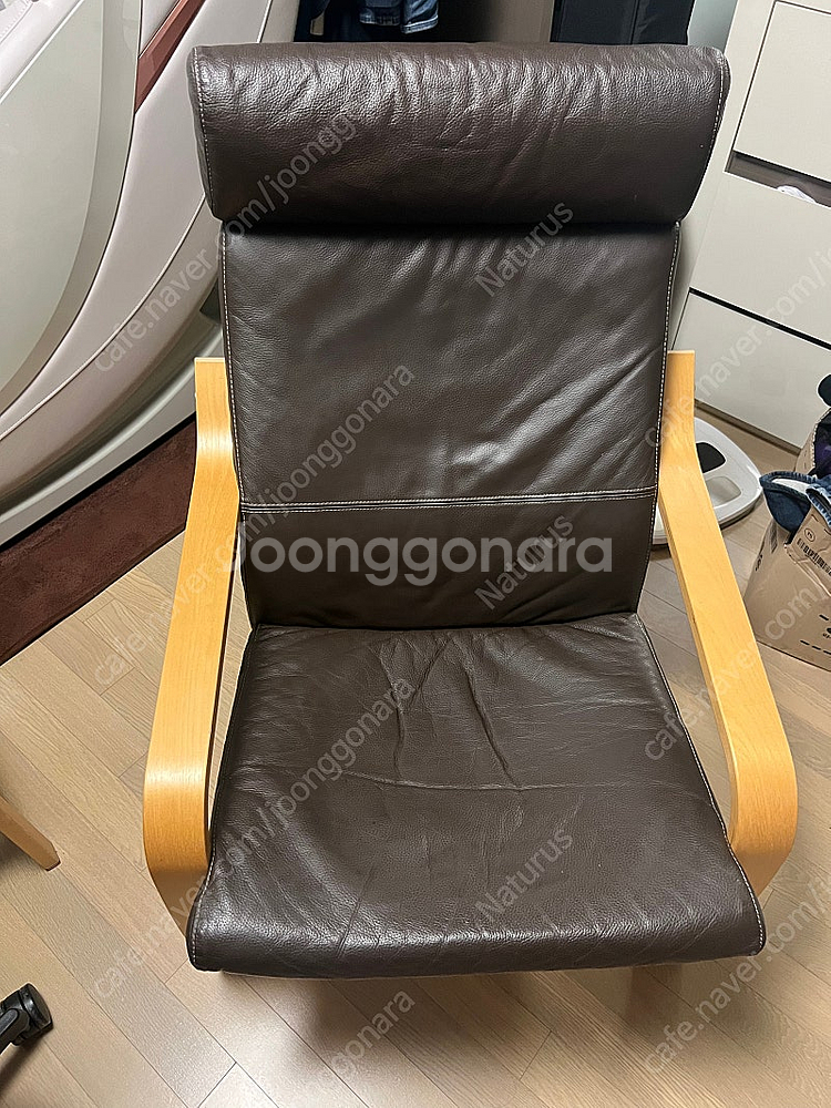 이케아 포앵 POANG 가죽시트 안락의자--0