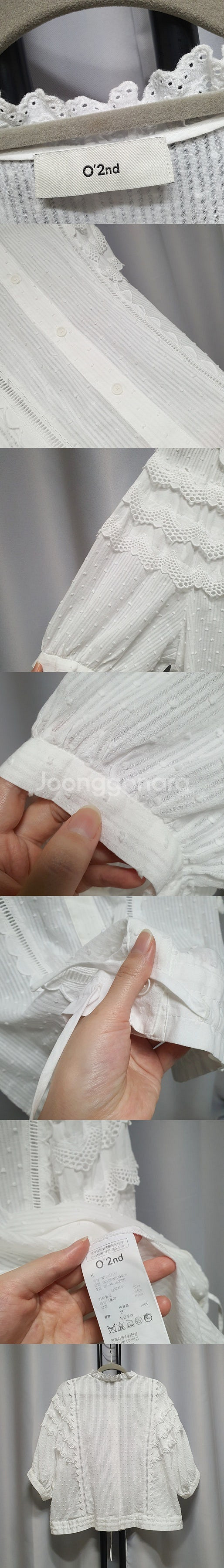 오즈세컨 펀칭 아일렛 레이스 블라우스 (티어드 스캘럽 ...--2
