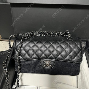 샤넬 클래식 미듐 은장 캐비어(27번대) 풀박 풀셋