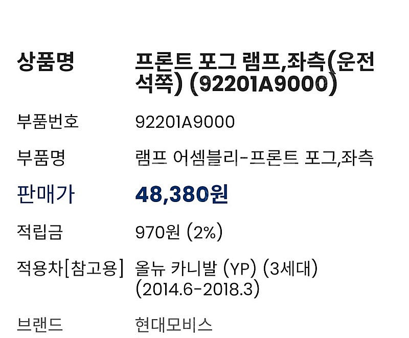 을뉴카니발 안개등 운전석--3