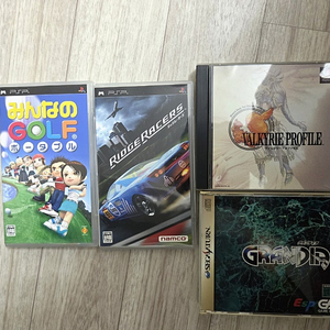 새턴/PS2/PSP게임4개에 1만원 그란디아 2CD 합팩, PS 발키리 프로필 2CD 합팩, PSP 릿지레이서, PSP 모두의 골프 게임 타이틀