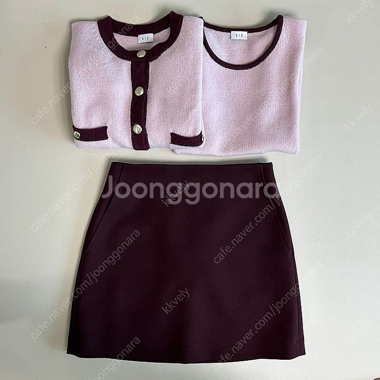시에 SIE 쉘라인가디건 set(핑크)--7
