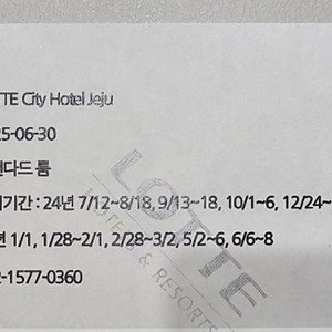 롯데시티호텔 제주 숙박권 양도