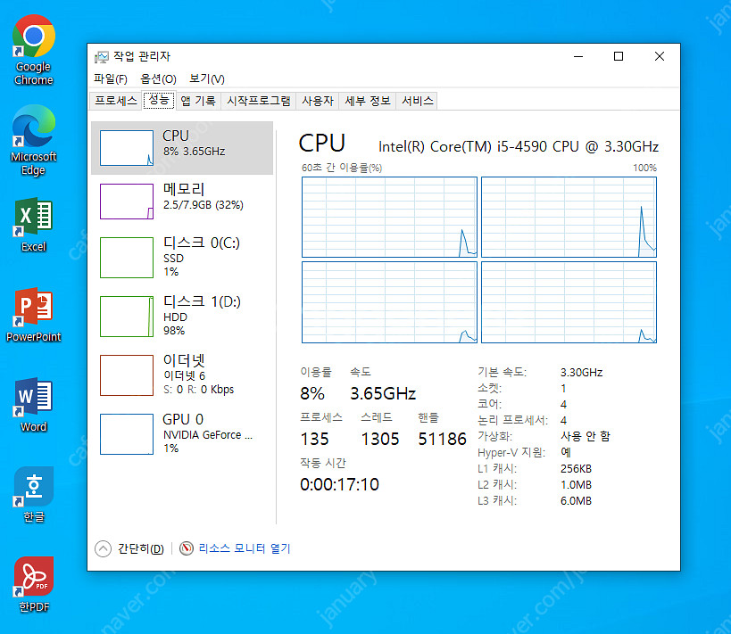 중고컴퓨터 업무용 i5-4590 지포스 GT730 본체...--4