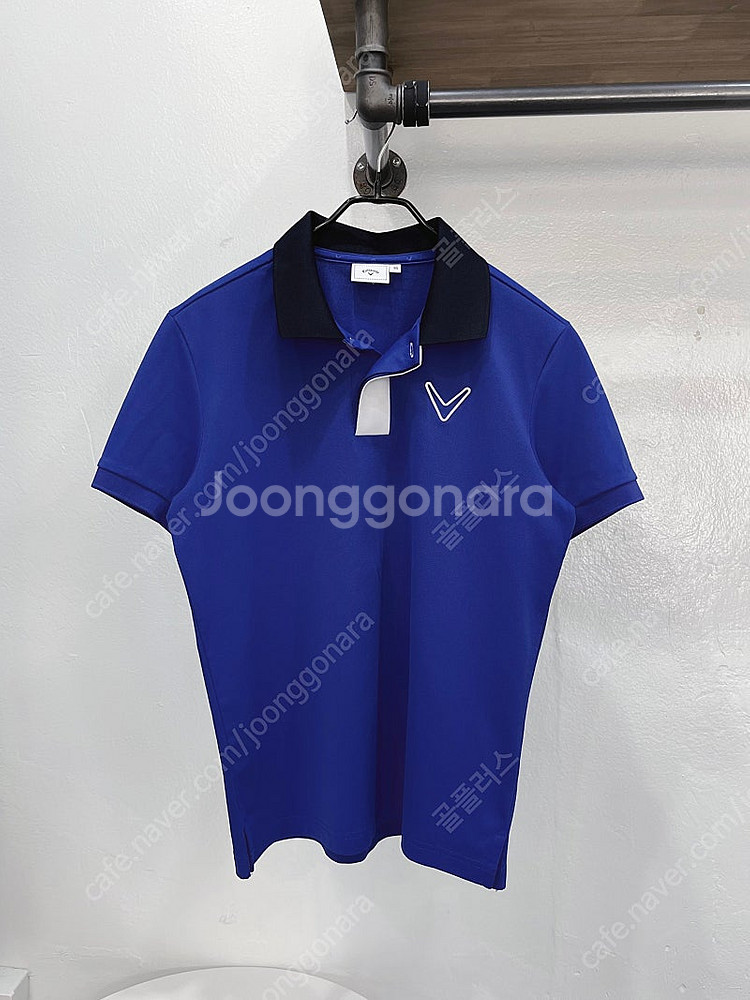 (95) 캘러웨이 블루 배색 남성 반팔 카라넥 골프티셔...--1