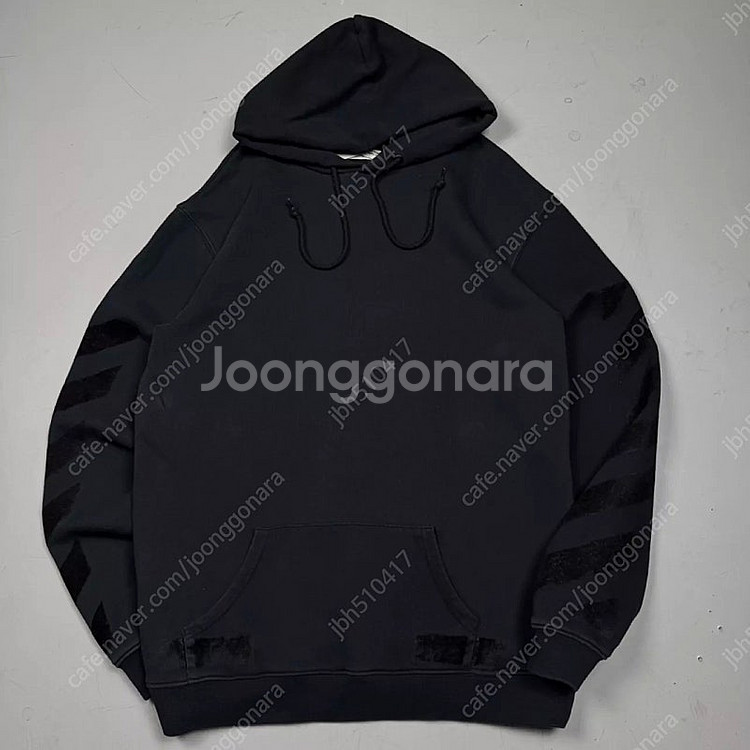오프화이트 정품 블랙 후드 티 100사이즈 급처--0