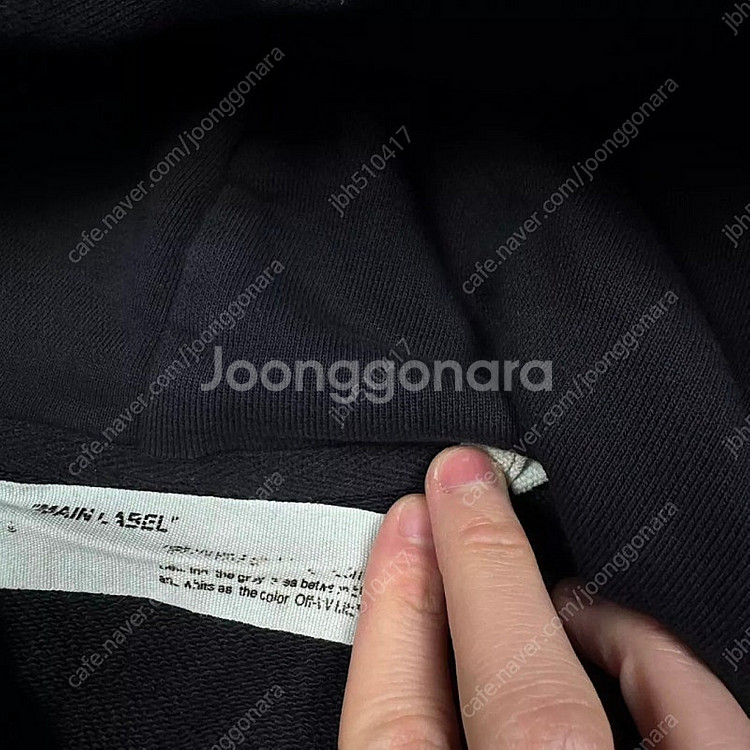 오프화이트 정품 블랙 후드 티 100사이즈 급처--4