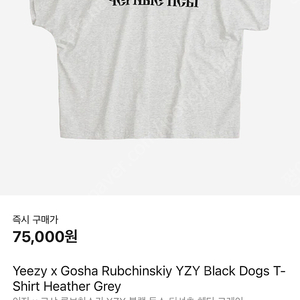 이지 x 고샤 루브친스키 YZY 블랙 스 티셔츠 헤더 그레이