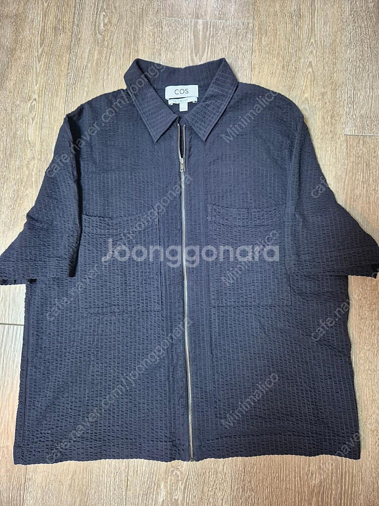 COS 코스 시어서커 반팔 집업 네이비 xl 급처합니다--2