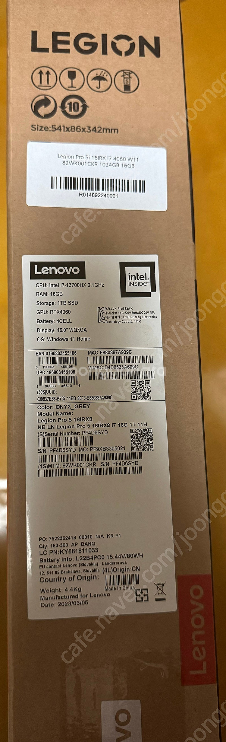 레노버 리전 프로 5i 16IRX RTX4060 i7--1