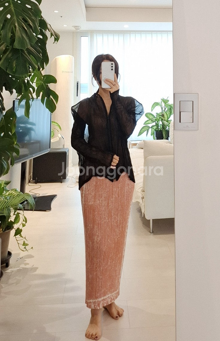 새상품.플리츠플리즈 트레일 데님 스커트3. 이세이미야케--9