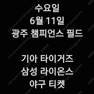 [데이식스 원필 시구] 수요일 6월 11일 KIA 기아 타이거즈 삼성 라이온스 1루 3루 챔피언석 중앙 테이블석 메디힐 5층 테이블석 1루 3루 기아 삼성 응원 특별석 응원석 K9