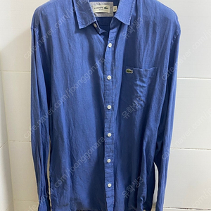 남성 라코스테 린넨 42 사이즈 슬림핏 네이비 긴팔 셔츠 Lacoste