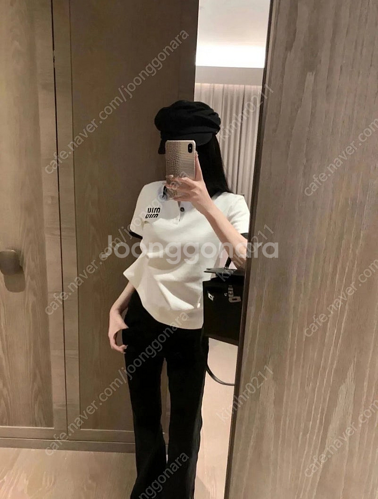 MIU 미우 배색 피케 카라티셔츠--1