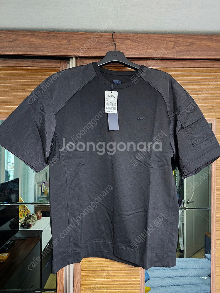 준지 블랙 배색 컴뱃 티셔츠 M--1