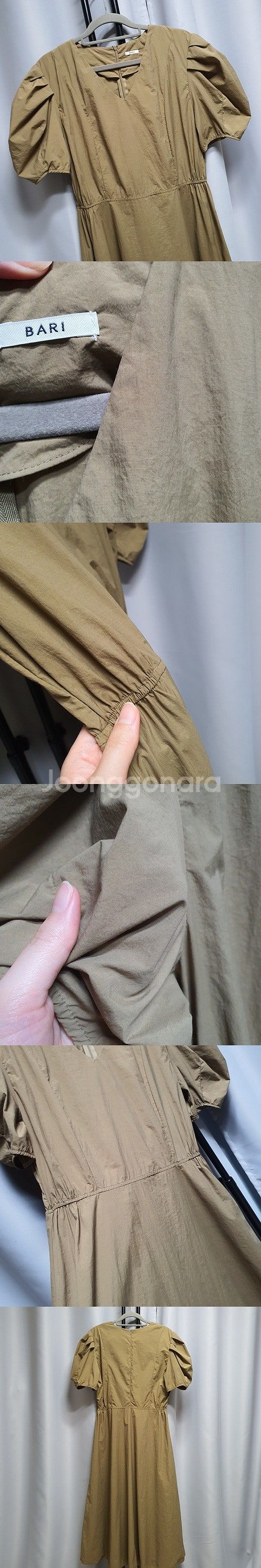 bari 바리 반팔 퍼프 바스락 롱 원피스--1