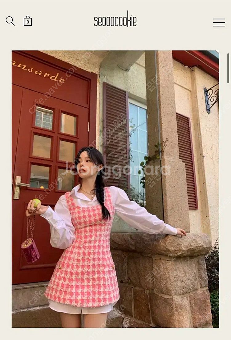 서쿠키 스트로베리 트위드 원피스 민소매 슬리브리스 나시...--0