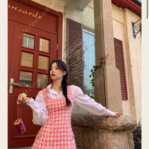 서쿠키 스트로베리 트위드 원피스 민소매 슬리브리스 나시 하객룩 여행룩