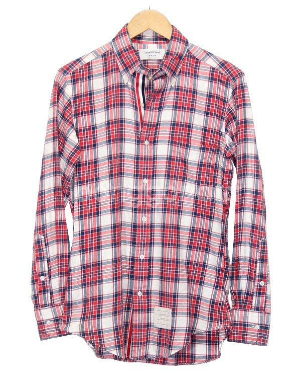 Thom Browne 톰브라운 히든삼선 타탄체크 셔츠 ...--0