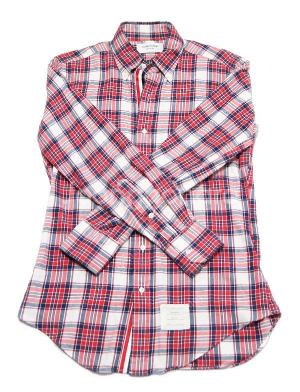 Thom Browne 톰브라운 히든삼선 타탄체크 셔츠 ...--1