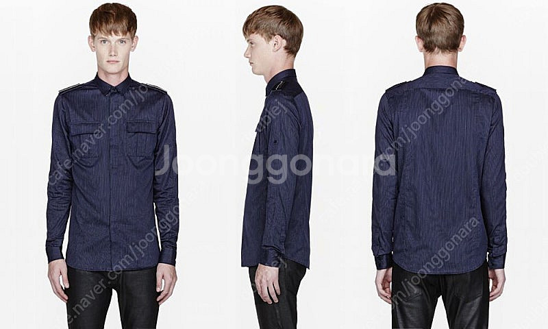 BALMAIN 발망 밀리터리 견장자수 스트라이프셔츠 4...--1