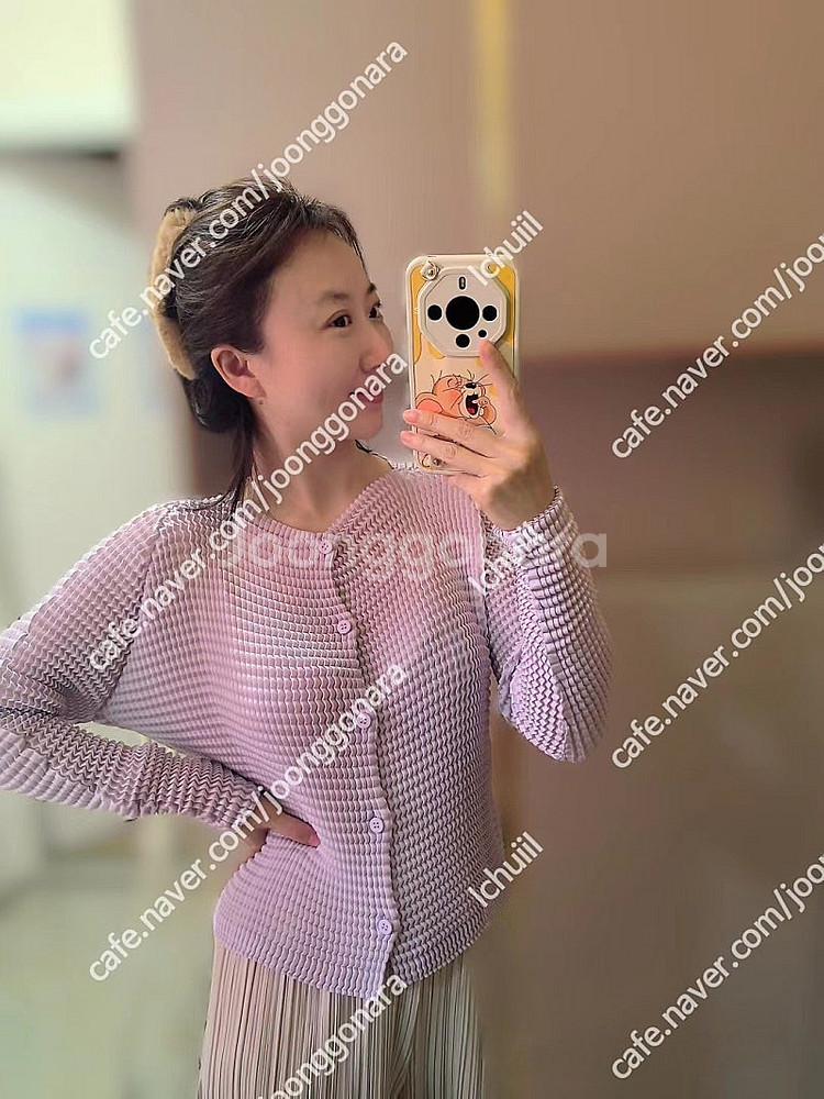 이세이미야케 스웨이드 라이크 가디건,해칭 스커트 위스테...--2