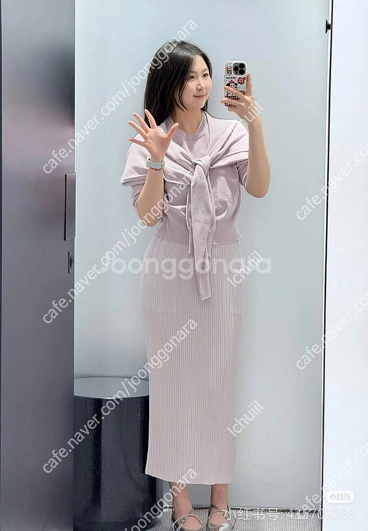 이세이미야케 스웨이드 라이크 가디건,해칭 스커트 위스테...--6