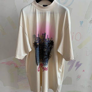 좌쓰 Balenciaga 발렌시아가 시티 오브 엔젤 반팔 프린팅 반팔 티셔츠 / 블랙, 화이트
